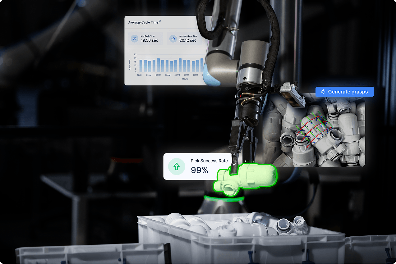 Robot arm picking parts from a bin